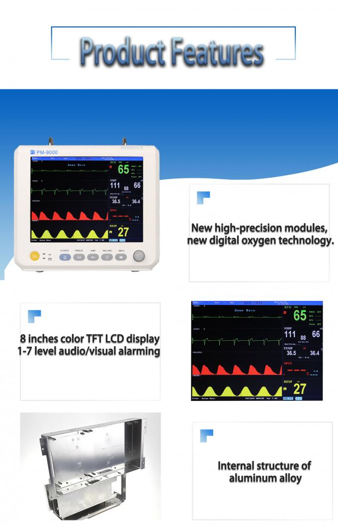 Vitals Monitor Spo2 Low 8 Inch TFT Patient Vital Signs Monitor SPO2 Pulse Rate Multipara ...