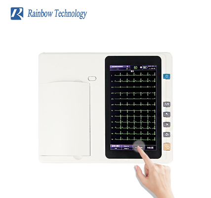 Portable 6 Channel ECG Monitor Touch Screen Analyzer Rechargeable Built in Li ion Battery
