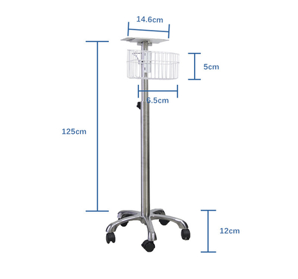 Packing Size 69cm L X 21cm W X 46cm H Patient Monitor Trolley with Handle Height 140CM