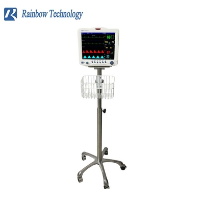 Hospital Medical Monitor Mobile Stand Trolley / Cart Height Adjustable With Basket