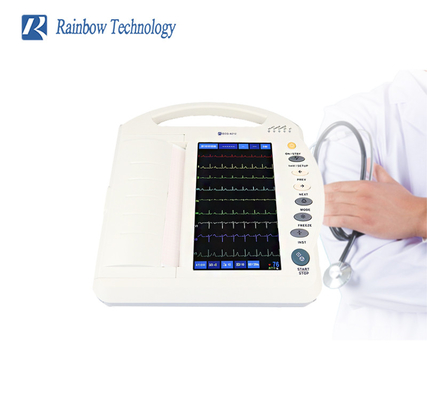 Handle Medical Electrocardiogram Machine Automatic Digital Touch Screen 10.1 Inch