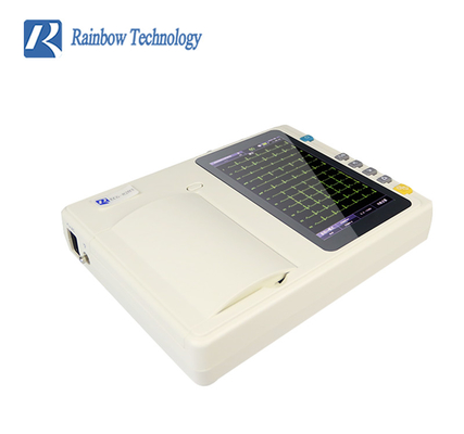 Portable 6 Channel ECG Monitor Touch Screen Analyzer Rechargeable Built in Li ion Battery