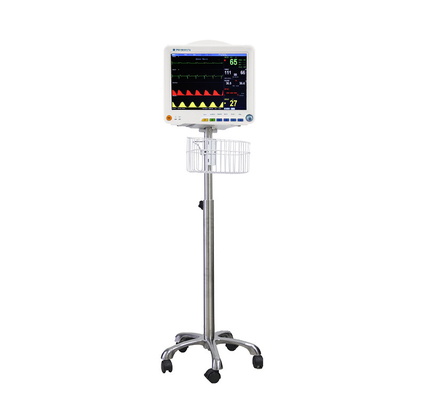 304 Stainless Steel Rolling Patient Monitor Trolley Height Adjustable For Ward