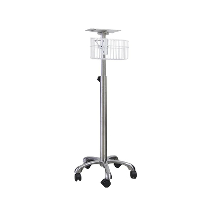 Lightweight 5-Wheel Emergency Patient Trolley With Brake Foldable Handle White Color