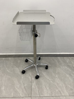 Portable Adjustable Stainless Steel Aluminum Alloy Hospital Trolley/Cart 5 Castors 1 Shelf Modern Design for ECG Machines Clinic