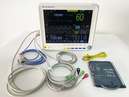 12.1 Inch Color LCD Display Multi Parameter Patient Monitor with ECG/HR/RESP/SPO2/NIBP/Temp Parameters and Trolley/Wall Bracket Mountable