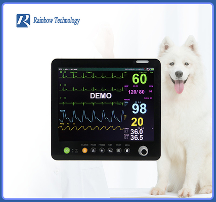 Audible / Visible Alarm Veterinary Multiparameter Monitor Lightweight for Pet Clinical